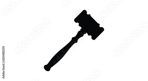 Fotografia Gavel Silhouette On White Background Legal Instrument In Black