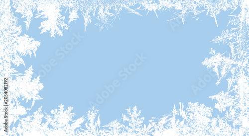 Ice Frame with Frost Texture, Frozen Glass Border, Winter Snow Crystal Background, Cold Seasonal Design Template Vector