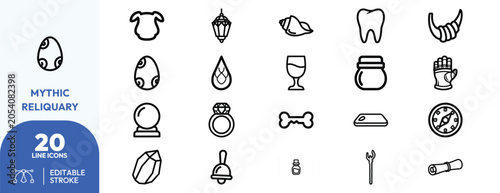 Schilderij op canvas Collection of premium Mythic Reliquary Line Outline Clipart.