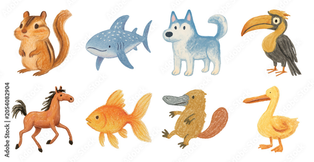 Naklejka premium Colorful illustrated animal characters