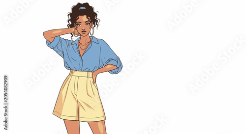 Stylish Woman Wearing Casual Chic Outfit Pose Confidently