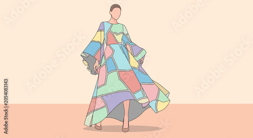 Colorful Geometric Dress Fashion Illustration