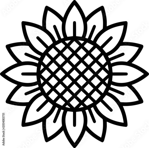 Abstract Sunflower Outline Icon Vector Art