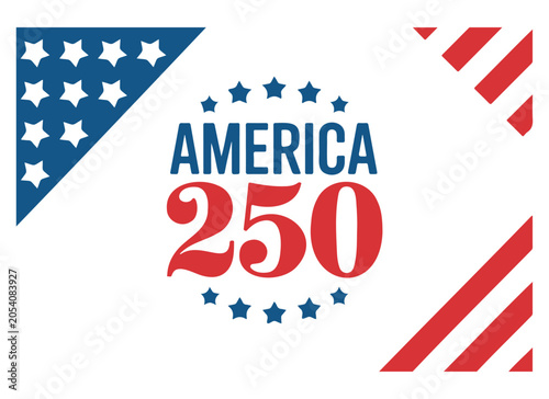 America 250 Celebration Logo with Red White and Blue Colors On a White background