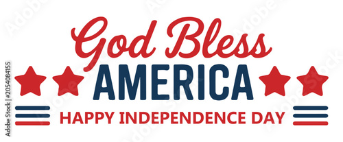 Tablou pe pânză Patriotic God Bless America Text with Red White and Blue Stars and Stripes on In