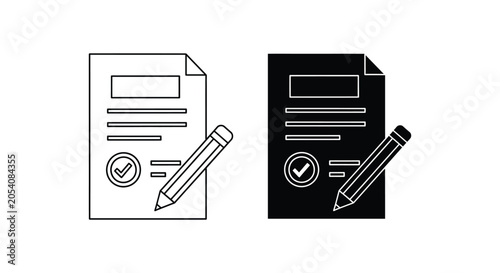 Completed document icon with checkmark and pencil