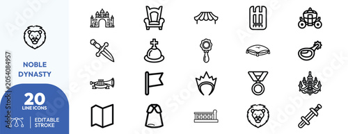 Tableau sur toile Modern Royal Line Icons Graphic Design Collection.
