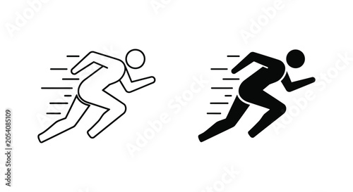 Black and white running person icon