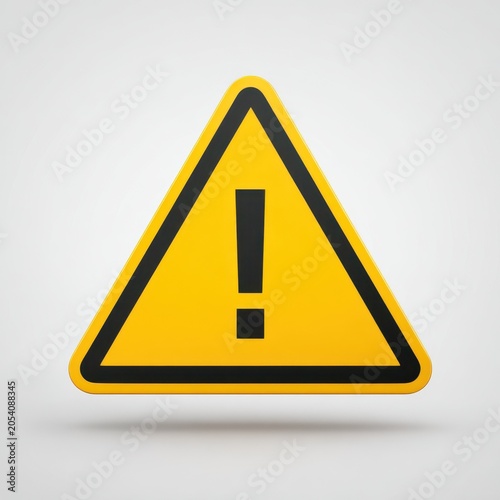Warning Sign: A yellow triangular warning sign with a bold black exclamation mark inside, signifying caution and potential danger. A clean graphic representation of a hazard alert.
