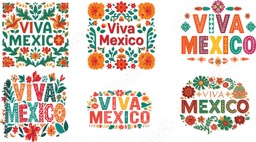 Colorful viva mexico festive text design
