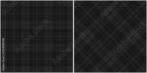 Black and gray checkered pattern, plaid texture, vector illustration