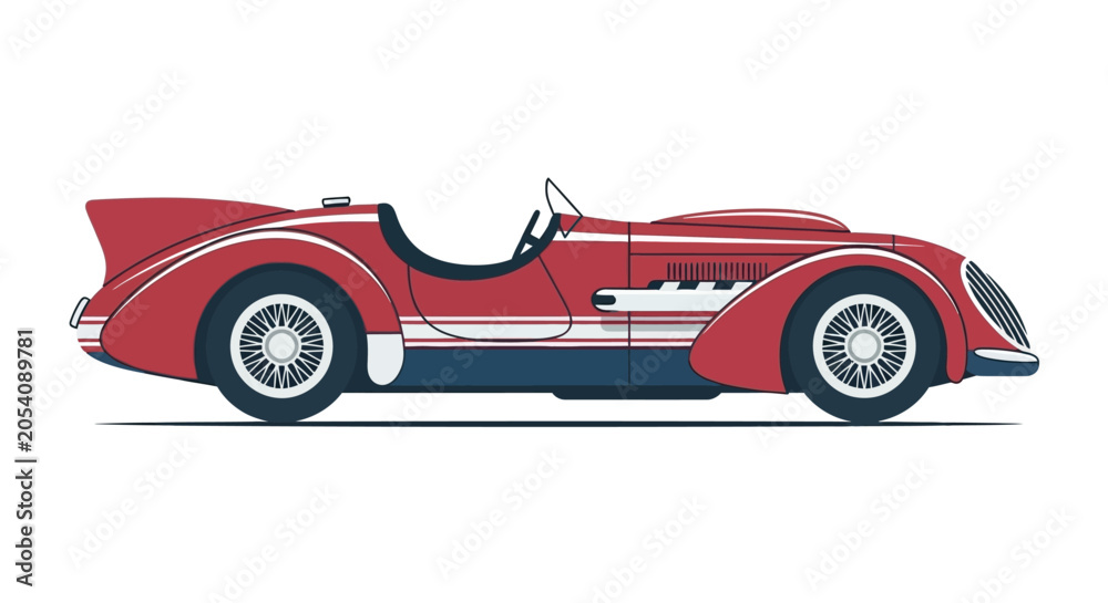 Obraz premium Vintage Red Sports Car Side View.