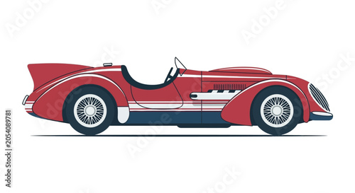 Tableau sur toile Vintage Red Sports Car Side View.
