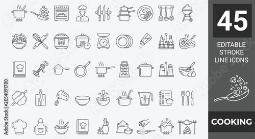 Photography Cooking icon set