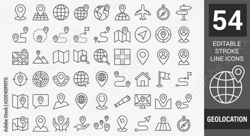 Photos Geolocation icons set