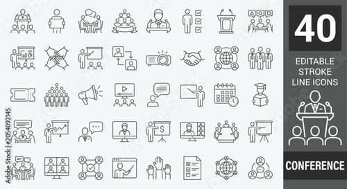 Obraz na płótnie Seminar or Conference icons set