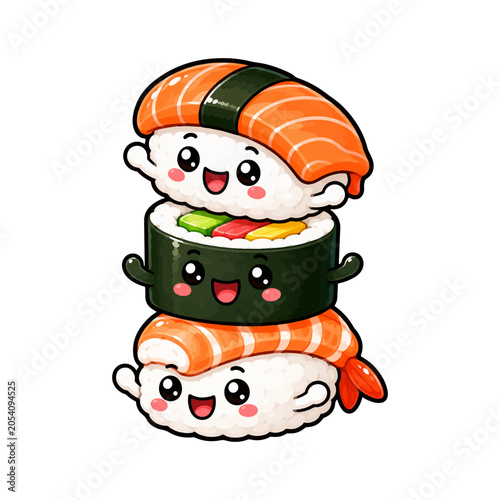 Stacked Sushi Friends Mascot