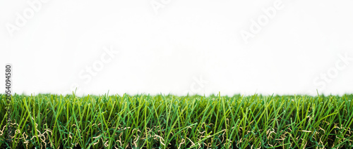 Vibrant Green Grass Field with White Background.