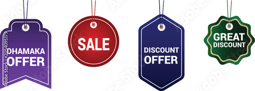 sale price tag collection discount offer labels, big sale, great discount tags vector