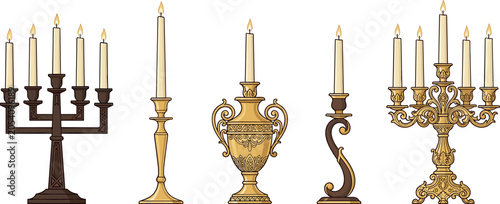 Vintage candle holder collection with ornate candelabras antique candlesticks and elegant decorative lighting elements