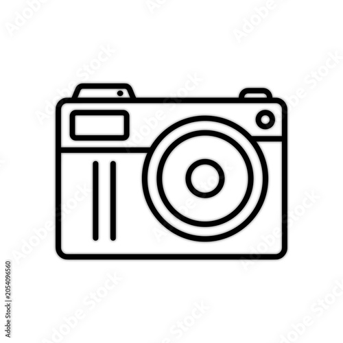 Simple Line Art Illustration of a Digital Camera