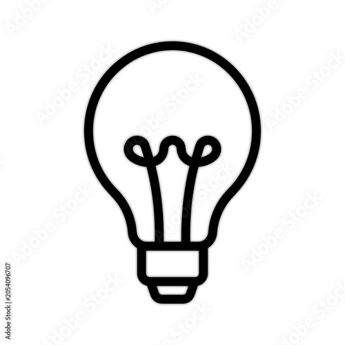 Simple Black Light Bulb Icon Illustration