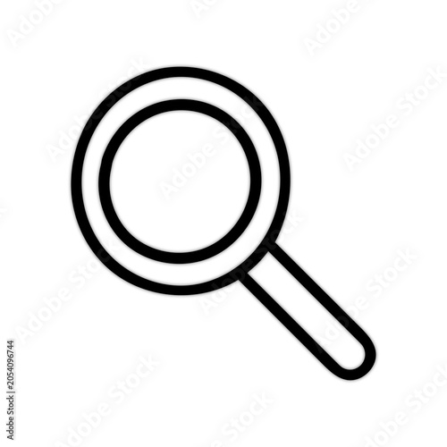 Minimalist black magnifying glass vector icon illustration