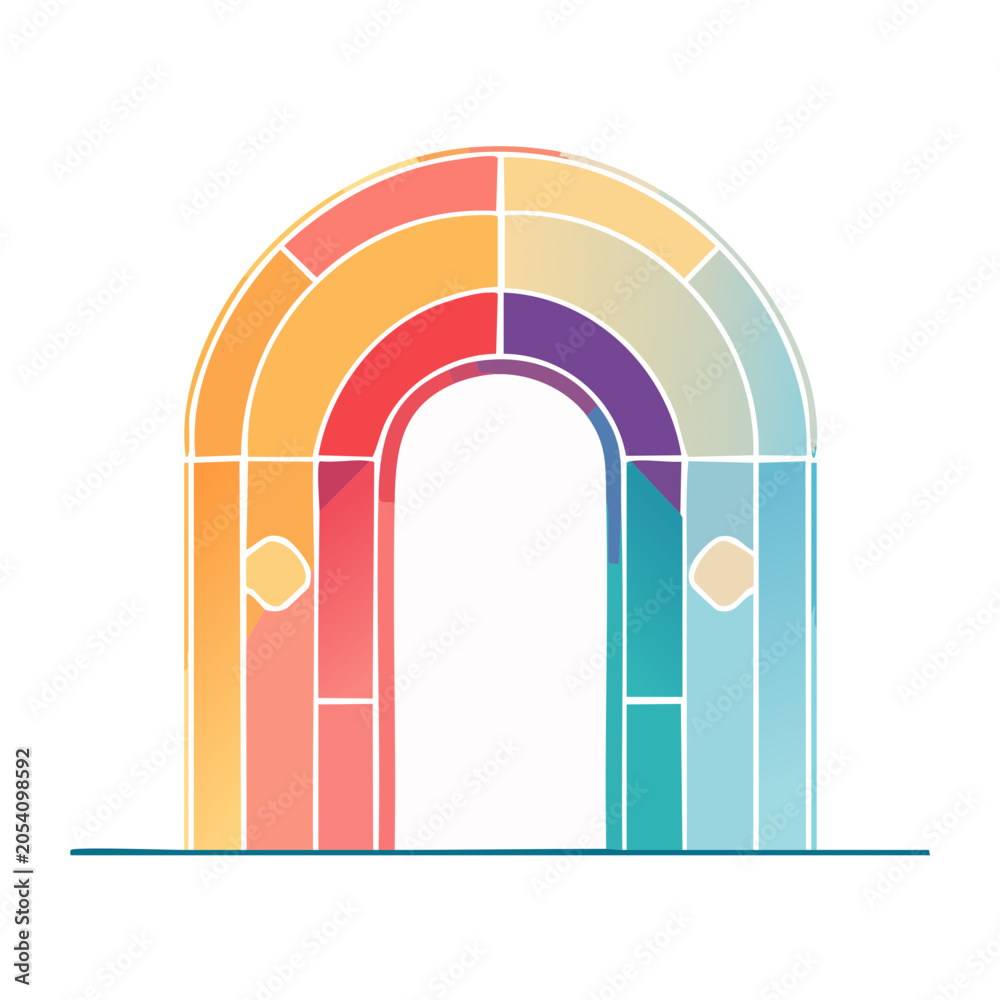 Fototapeta premium Colorful Rainbow Arch Geometric Design