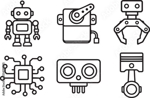 Foto Robot Modern and Premium Icon Set, Featuring android, servo, gripper and More, E