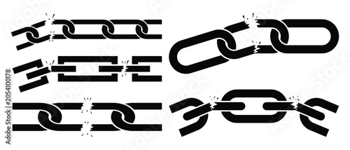Canvastavla Broken chain icon set