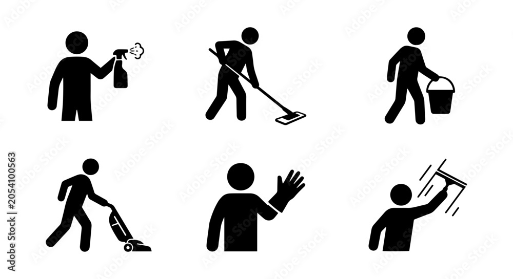 Fototapeta premium People doing various jobs icon set, silhouette, white background
