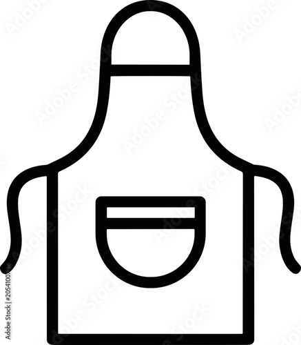 Simple Outline Icon of a Kitchen Apron with Pocket
