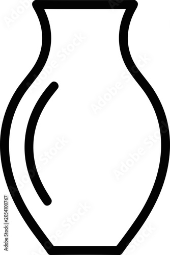 Minimalist ceramic vase outline, simple elegant pottery object, isolated on white background