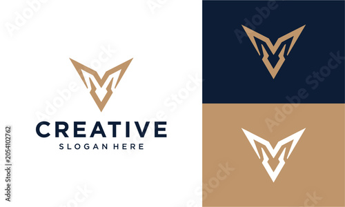 Εκτύπωση καμβά Elegant V-shaped emblem with intricate details, suitable for branding and design