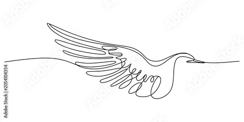 Foto Minimalist flying bird line art, continuous one line drawing, simple animal illu