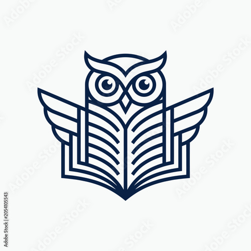 Modern Owl and Open Book Vector Logo Design