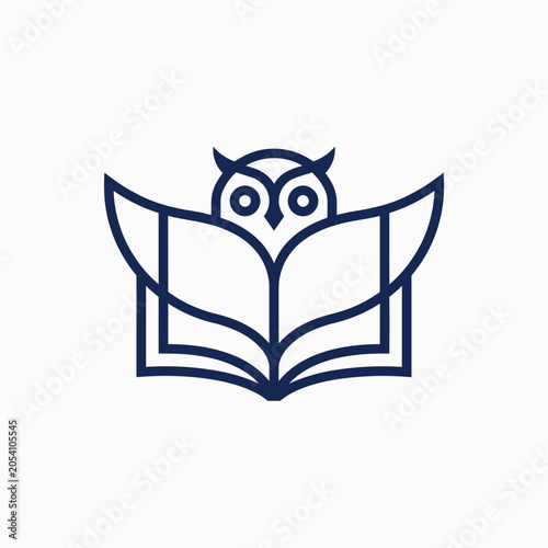 Modern Owl and Open Book Vector Logo Design