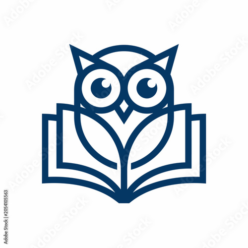 Modern Owl Logo Combined with Open Book Icon