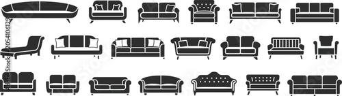 Bild auf Leinwand sofa silhouettes and armchair icons vector set for furniture design
