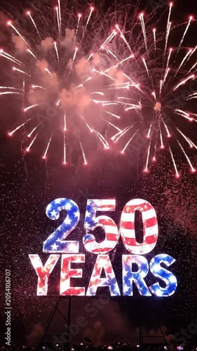 Vibrant Fireworks Display Celebrating 250 Years with Spectacular Light Show