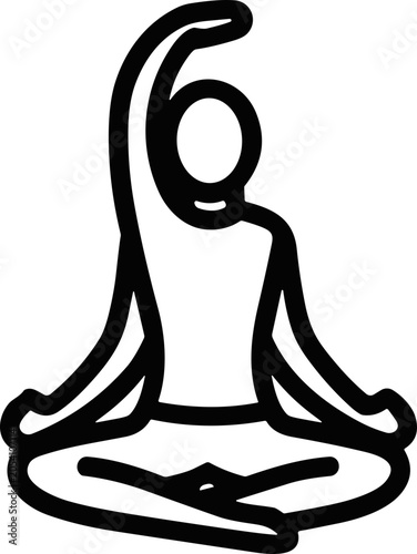 Minimalist Yoga Pose Icon: Person Meditating in Lotus Position