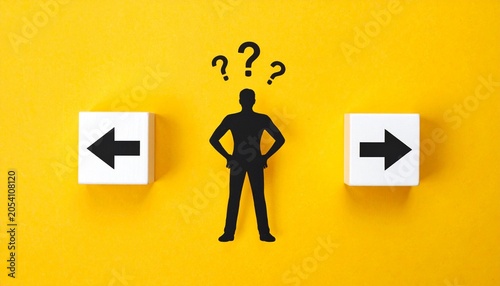 Decision Making Dilemma Concept with Choice Arrows and Question Marks