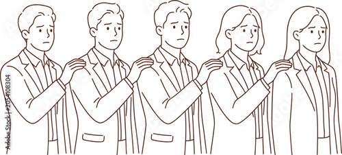 Photos Teamwork and solidarity illustration with business colleagues standing together,