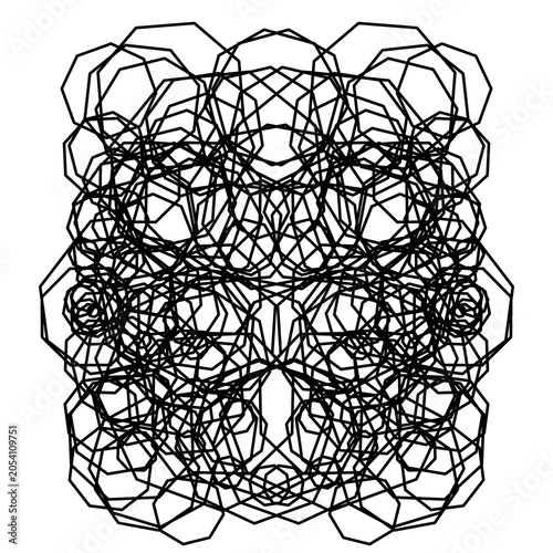 Doodle line art inspired heptagon made by tangled thread ribbon messy and confused drawing  that can be use for icon, decorative, social media, wallpaper, etc.