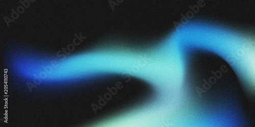 Tableau sur toile Abstract grainy gradient background with smooth flowing cyan and blue waves on a dark black base, creating a textured, modern atmospheric design