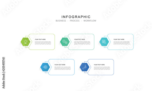 Business Process Timeline Infographic With 5 Steps. Vector  illustration