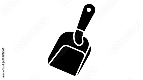Obraz na płótnie Black silhouette icon of a cat litter scoop shovel, used for cleaning pet waste
