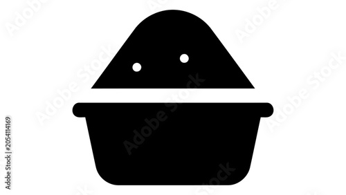 Quadro su tela Black icon of cat litter deodorizer powder in a container, representing its usage and function