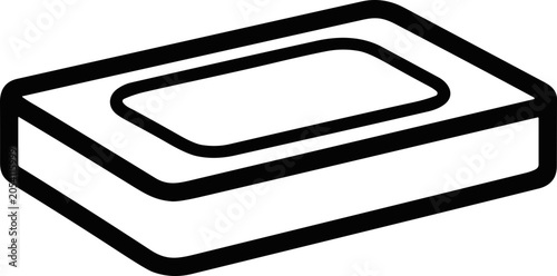 Foto Simple Line Art Soap Bar Icon Isolated on White Background