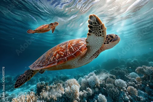 sea turtle, AI generated video